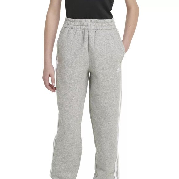 NWT adidas Girls' Elastic Waistband 3-Stripe Cotton Fleece Joggers - Picture 2 of 8